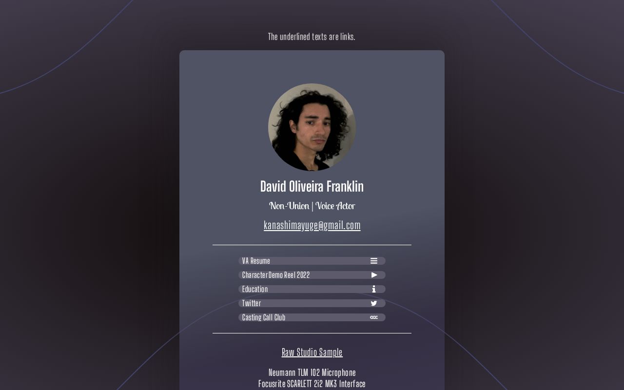 David Oliveira Franklin's Voiceover site